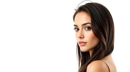 Fototapeta premium pretty young woman in front of minimalist white studio that provides clean and versatile conditions for various creative projects and allows the subject to stand out against the laconic background
