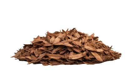 A pile of aromatic wood chips used for landscaping and decorative purposes. transparent background