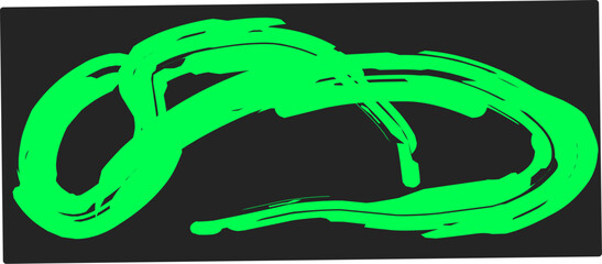 Green thick brush strokes with spray texture. Vintage template with hand drawn broken edges, banner. Rough thick brush stroke texture with small dots. Retro vector background for poster.