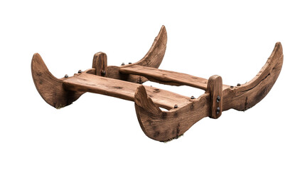 Obraz premium A rustic wooden sled with a unique design, perfect for winter adventures and decoration. transparent background