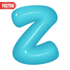 letter Z. letter sign blue color. Realistic 3d design Glossy letters in cartoon balloon style. Isolated on white background. vector illustration