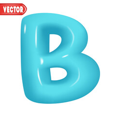 letter B. letter sign blue color. Realistic 3d design Glossy letters in cartoon balloon style. Isolated on white background. vector illustration