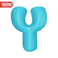 letter Y. letter sign blue color. Realistic 3d design Glossy letters in cartoon balloon style. Isolated on white background. vector illustration