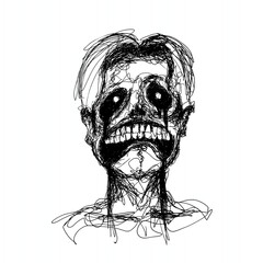 Scribble art of a very, very sad man