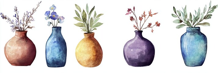 Vase collection watercolor art