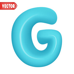 letter G. letter sign blue color. Realistic 3d design Glossy letters in cartoon balloon style. Isolated on white background. vector illustration