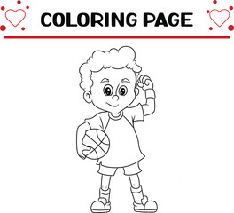happy professional basket player coloring page for kids