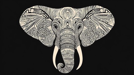 Obraz premium Groovy Abstract Elephant Faces in Cartoon Style with Intricate Patterns and Designs, Perfect for Art Projects, Children's Books, or Creative Designs
