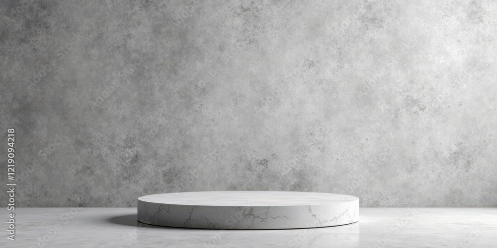 Aufkleber clean minimalist marble pedestal against a textured grey wall background perfect for product display