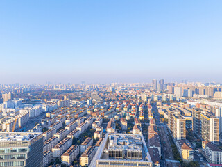 Aerial view of XuHui business district skyscraper, Shanghai, China