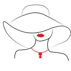 vector line woman face art 
