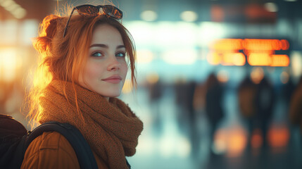 Young woman at the station.