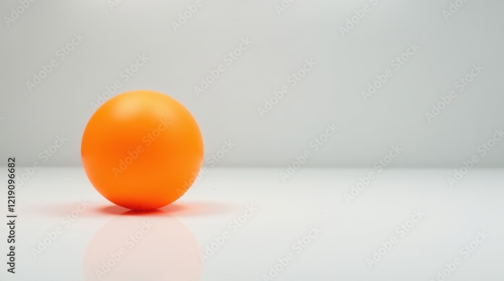 Poster a vibrant orange sphere rests on a stark white surface, offering a simple yet striking visual compos