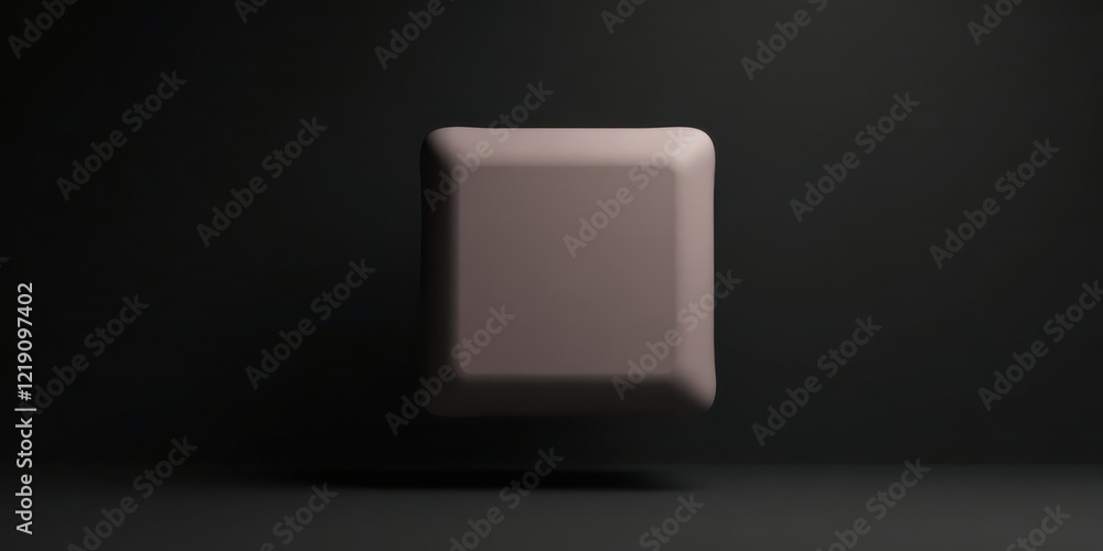 Aufkleber A muted taupe rectangular object floats in a dark room, subtly illuminated