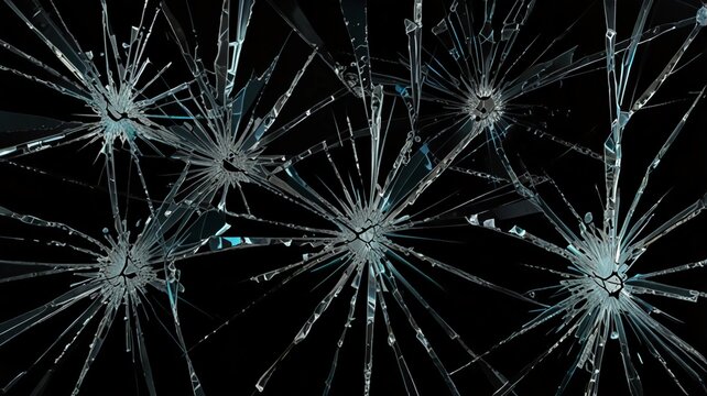 cracked glass isolated in black background