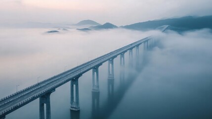 Naklejka premium Misty Bridge: A Serene Vista
