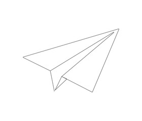 One continuous line drawing of paper plane. Paper airplane symbol of travel and dream. Concept vector art for business trip. Editable stroke. Doodle line illustration