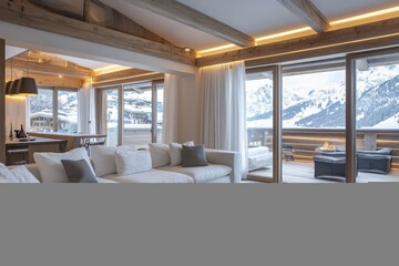 Fototapeta premium Beautiful living room with white sofa.