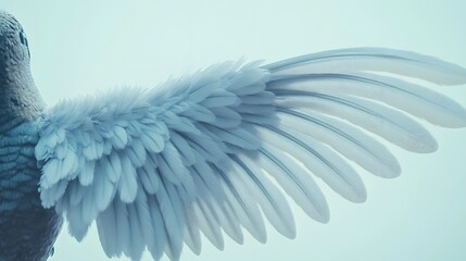 Fototapeta premium Serene Blue Bird Wing Detail Close Up Shot