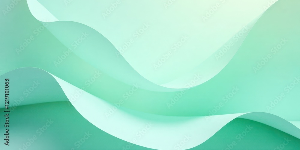 Poster Abstract Aquamarine Paper Curves  A Serene Minimalist Background Featuring Gentle Undulations and Soft Color Transitions