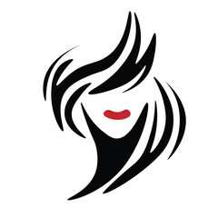 vector line woman face art