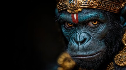 Obraz premium Devotion Personified: Majestic Portrait of Lord Hanuman