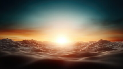 A breathtaking sunset casts warm hues over gentle ocean waves, creating a serene and tranquil scene that evokes feelings of peace and relaxation.