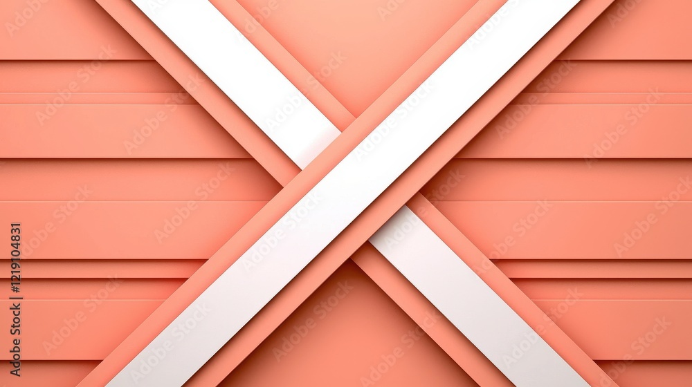 Poster a minimalist design featuring intersecting white lines against a textured coral background, creating