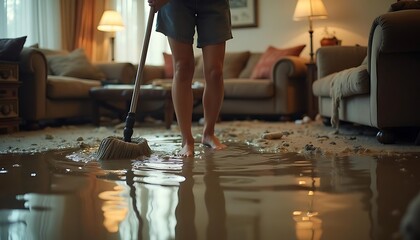 Flooded Home Cleaning Up Water Damage Restoration