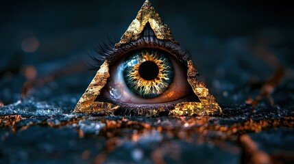 Secret Society Meeting: All-Seeing Eye & Pyramid Symbolizing Illuminati, Elite Rulers, and Masonic Conspiracies