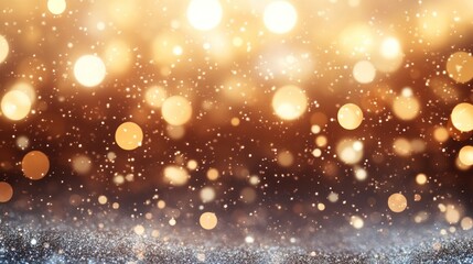 Sparkling gold and silver bokeh background.