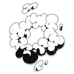 Unique black and white cloud design with bubbles