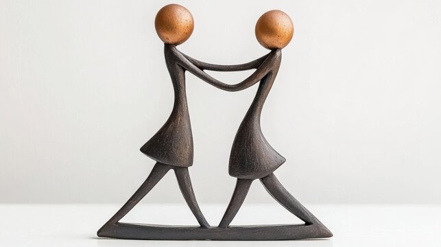 Bronze Sculpture of Two Abstract Figures Embracing Together