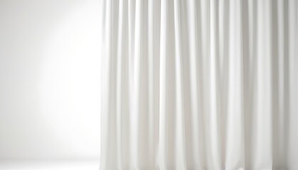 Fototapeta premium blank white curtain on white background, 3d,advertisement, backgrounds, black and white, concepts, curtain, elegance, horizontal, material, merchandise, no people, photography, purity, reflection,45