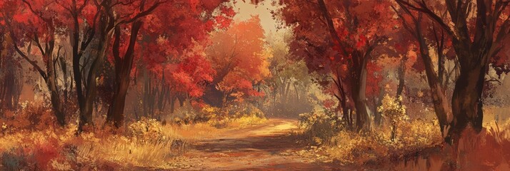 Autumnal Forest Path A Serene Fall Landscape
