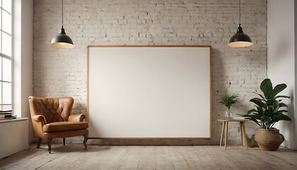 mock up poster with vintage hipster loft interior background, 3D render,backgrounds, creativity, flooring, horizontal, indoors, no people, photography, poster, showing,135