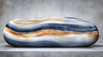 Obraz premium Abstract Blue Gold Marble Stone Oval Shape Polished Gemstone