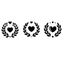 heart vector valentine Laurel Wreath icon logo symbol plant flower cartoon character illustration design