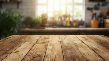 Artisancrafted table with prominent grain, blurred workshop tools, artisanal dedication
