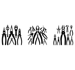 Pliers included. Repair work tools.