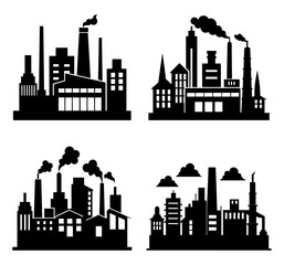 
Industrial landscape vector black line illustration isolated white