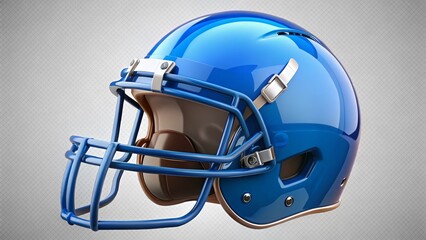 Fototapeta premium Modern Blue Football Helmet Side View Close-up - Sports Head Protection PNG Cutout