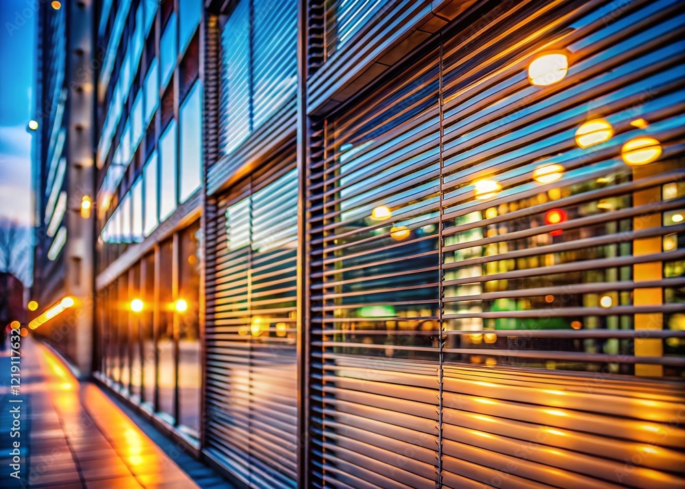Poster modern building facade with bokeh background - architectural photography stock image