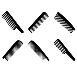 Comb Icon, Barber Symbol, Haircut Logo Silhouette, Hairbrush Sign, Grooming Service Shape, Comb Vector Illustration