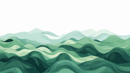 Green Waves Abstract Illustration on White Background