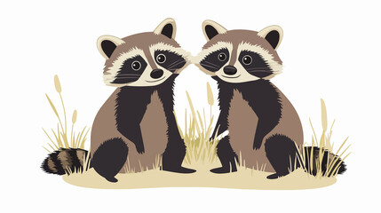 Fototapeta premium Grunge Couple Raccoon: Cute Animal in the Countryside