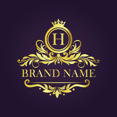 Luxury Gold Monogram Logo - Letter H