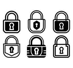 Lock vector icon, set of padlock icons
