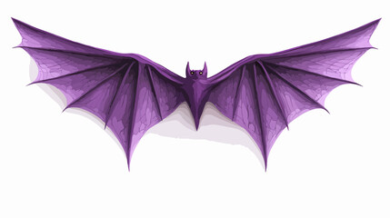 Fototapeta premium Vibrant Purple Bat with Open Wings on White Background Vector Illustration