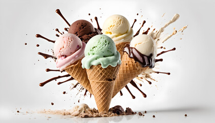 Delicious Ice Cream Sundae Splash - High-quality food photography